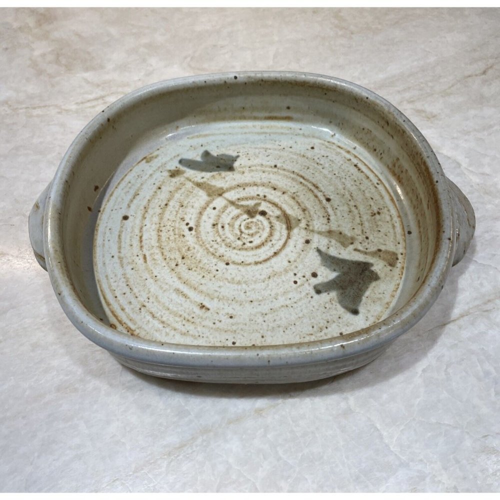 Vintage 90s Handmade Ovenware Decorative Art Pottery, Barbados, Signed